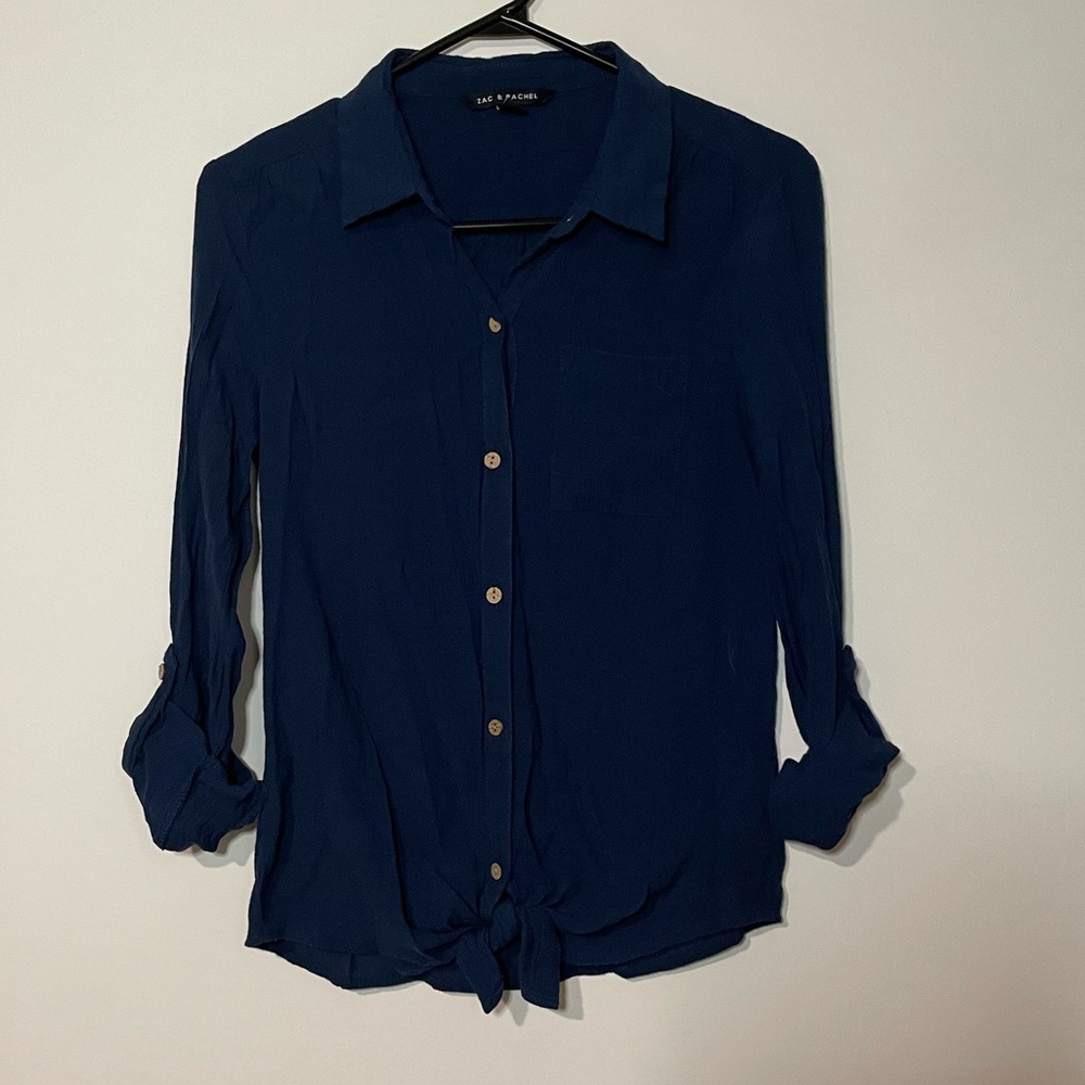 Zac & Rachel Button Down Tie Front Blouse